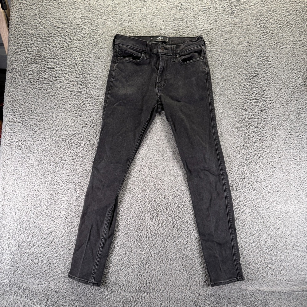 Hollister Jeans Mens 28x30 Black Cotton Denim Skinny Leg Travel Workwear Stretch
